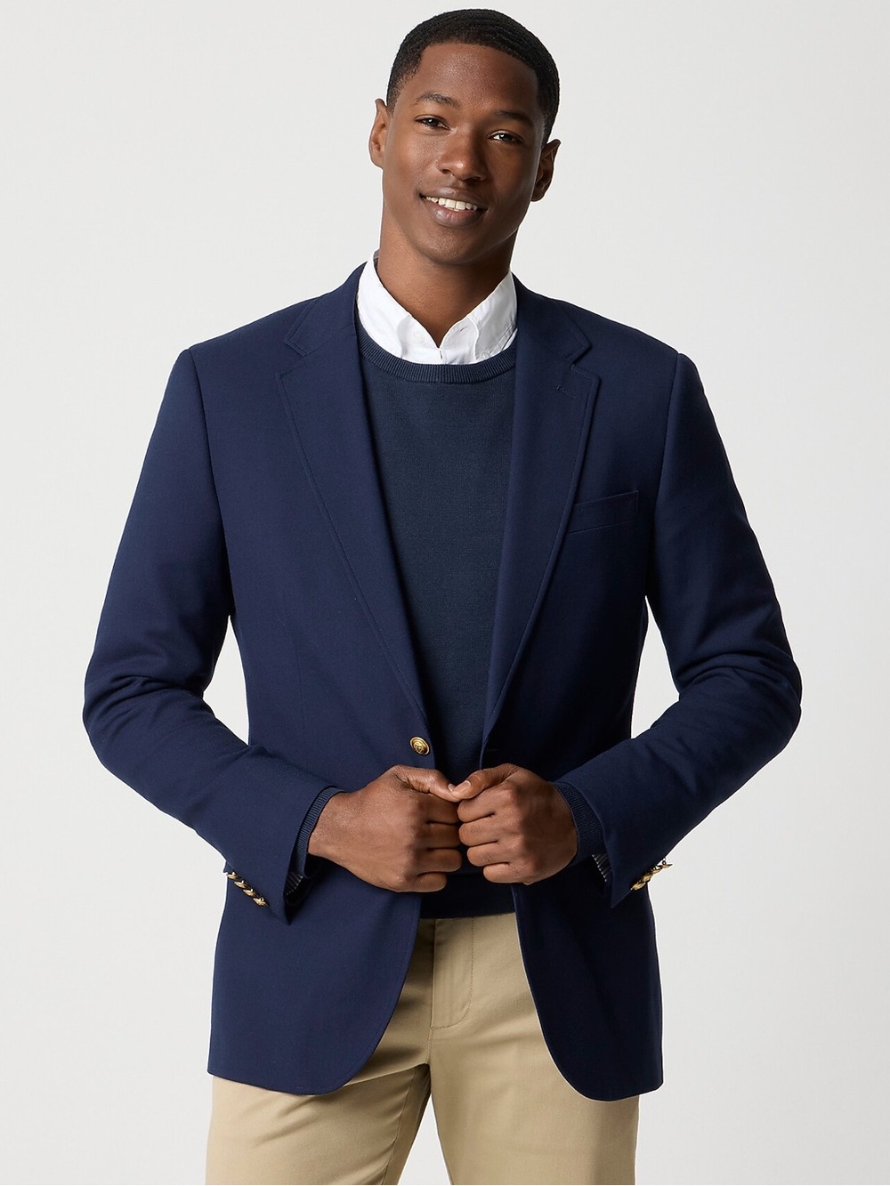 J Crew Thompson Navy Blazer University Gold Buttons Size 44R Classic Preppy